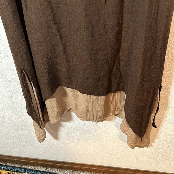 Anself Brown Tan Lagenlook Midi Dress Size Medium - Picture 4 of 8